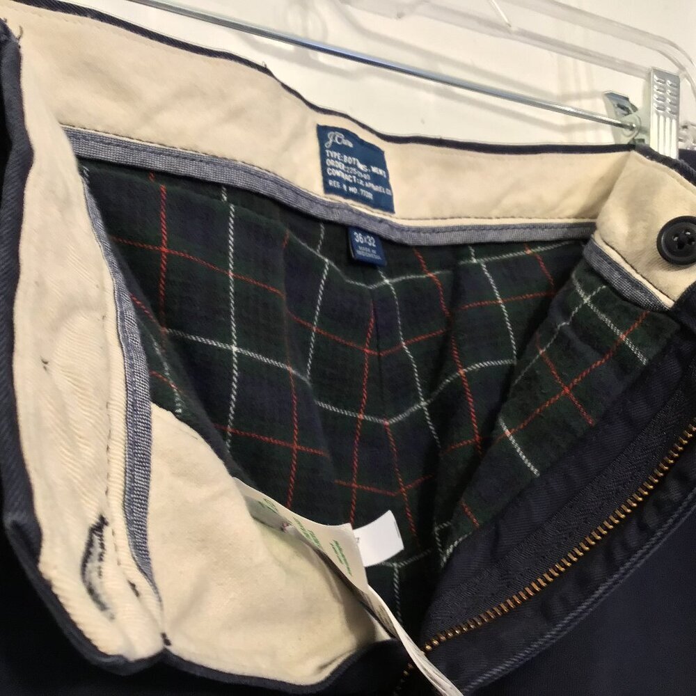 J.Crew Classic Straight Fit Flannel-lined Navy Cabin Chino Pant Men Size 36x32 - Picture 5 of 5